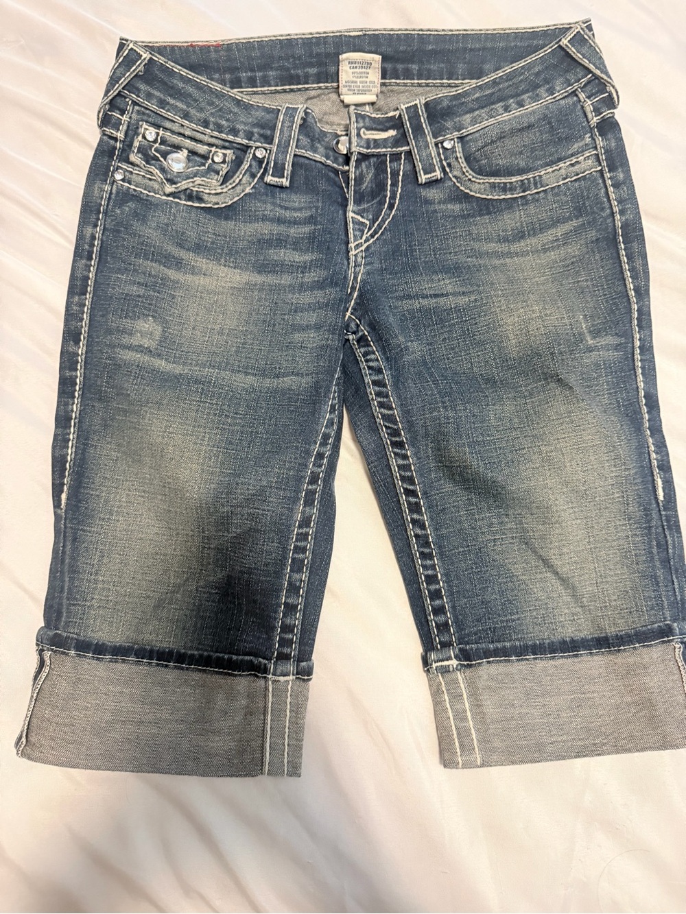 True Religion White Stitch Capri